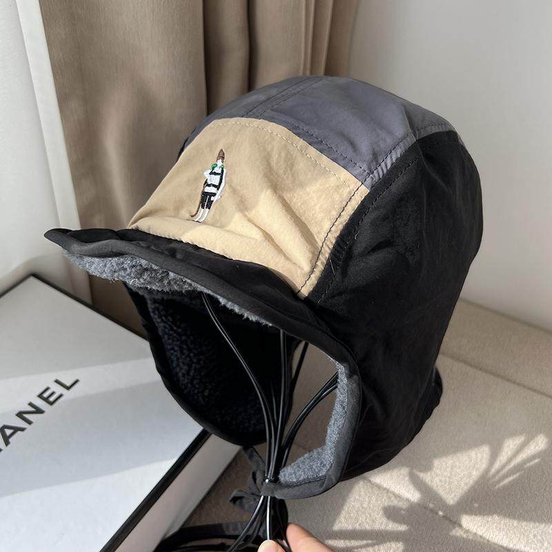 雷锋帽子美式复古潮牌拼色加厚帽