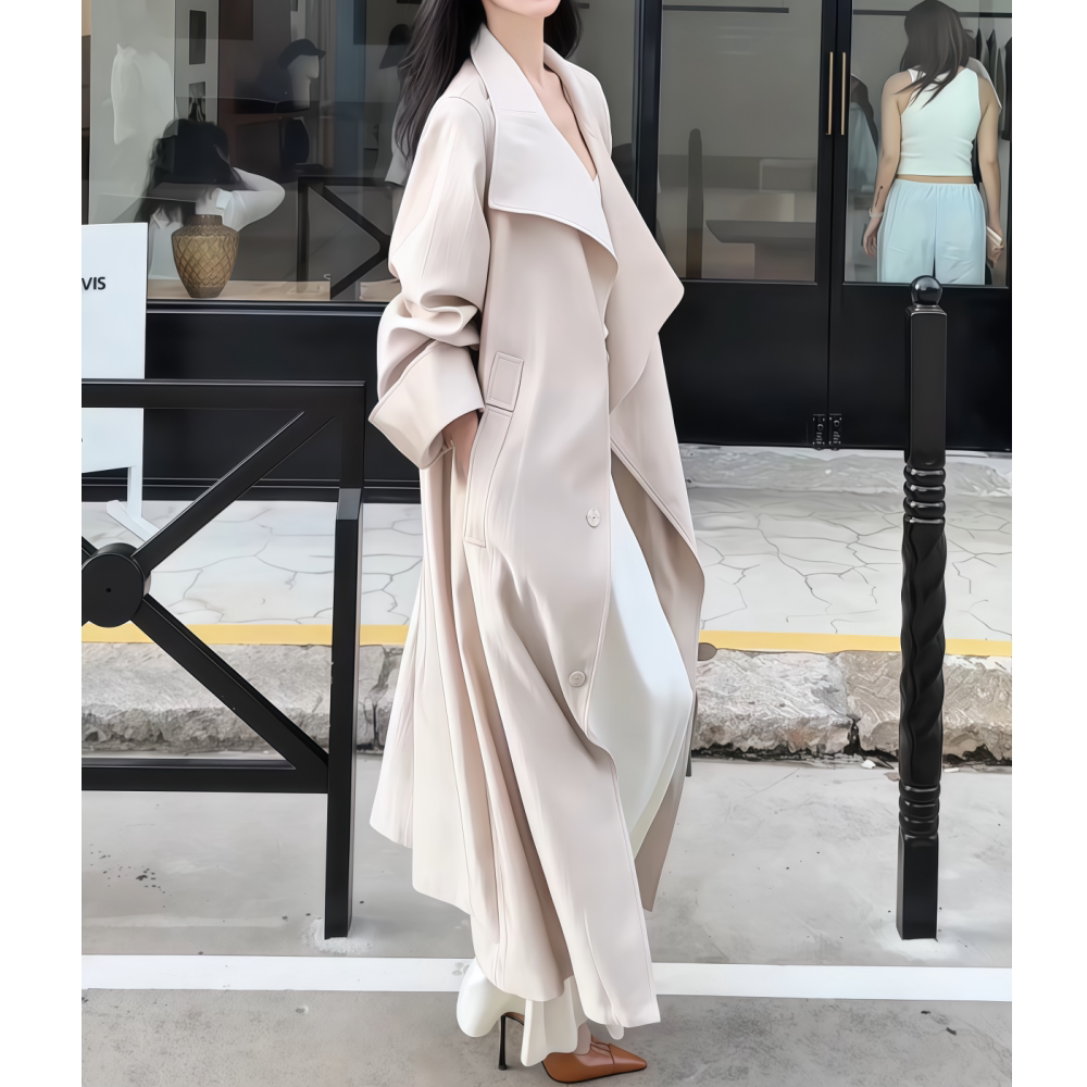 不规则立领中长汉服款洋气风衣