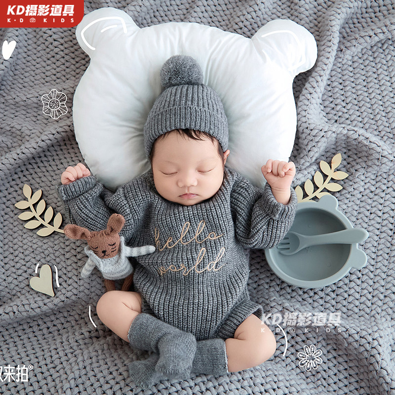 KD道具满月婴儿ins风拍照衣服儿童摄影服装影楼新生儿纪实风主题图片