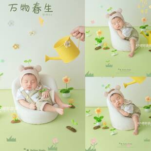 KD满月婴儿道具新生儿春季拍照衣服影楼初生宝宝卡通花朵主题正版