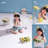 儿童摄影服装 影楼女童写真艺术照主题中小童春日花道具 2026新款