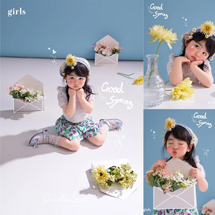 儿童摄影服装2026新款影楼女童写真艺术照主题中小童春日花道具