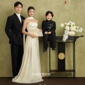 一家三口新中式 儿童摄影服装 拍照衣服复古风全家福 亲子装 影楼新款