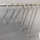 拉丝不锈钢S钩服装 店挂钩长钩s型钩银圆扁形s勾衣钩展示货架挂钩