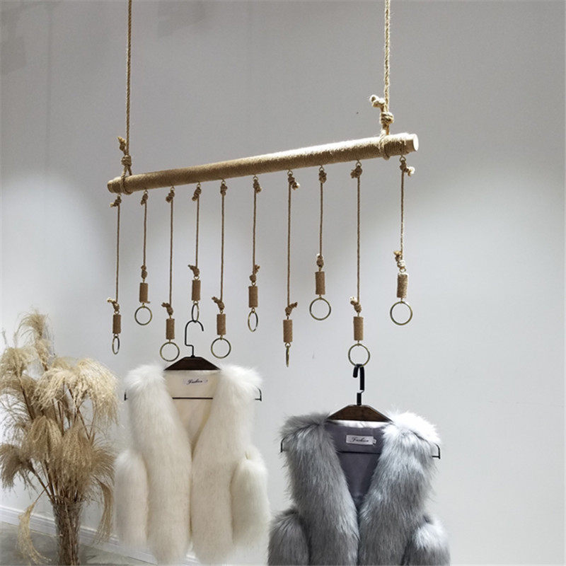 服装店上墙衣架展示架吊架麻绳吊挂女装童装货架墙上挂衣服架子