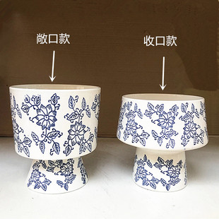 青花瓷陶瓷花盆高级感室内装饰摆件中式复古瓷器蝴蝶兰发财树花盆