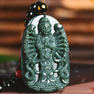 吊坠千手观音项链挂件天然和田玉