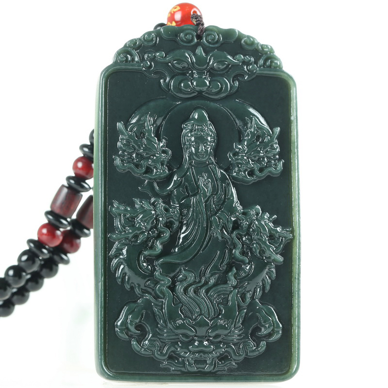 正品天然新疆九龍青玉男玉佩吊墜