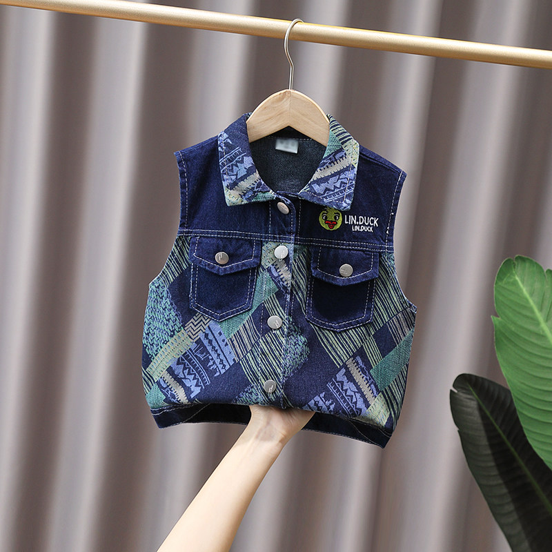 男童牛仔马甲2025春秋大中小童炸街背心儿童韩版格子马夹女孩百搭,童装/婴儿装/亲子装,马甲,淘宝优惠券,粉丝福利购,淘宝优惠卷