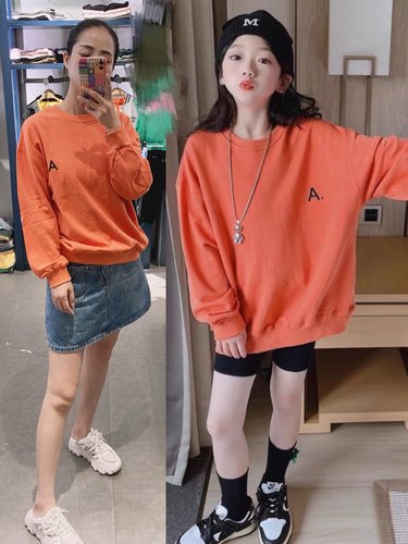 春装A刺绣圆领长袖卫衣男女童