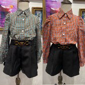 绿花生品牌 288元 女童微皱格子衬衫 110～160 红格绿格 秋装