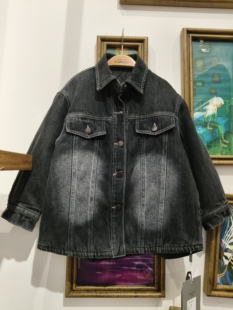 深秋冬年装 男童女童可亲子 黑色 夹棉牛仔衬衫外套 7-19 366元