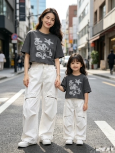 夏季新款 女童可亲子 灰色 小短款短袖圆领T恤 120-170 159元