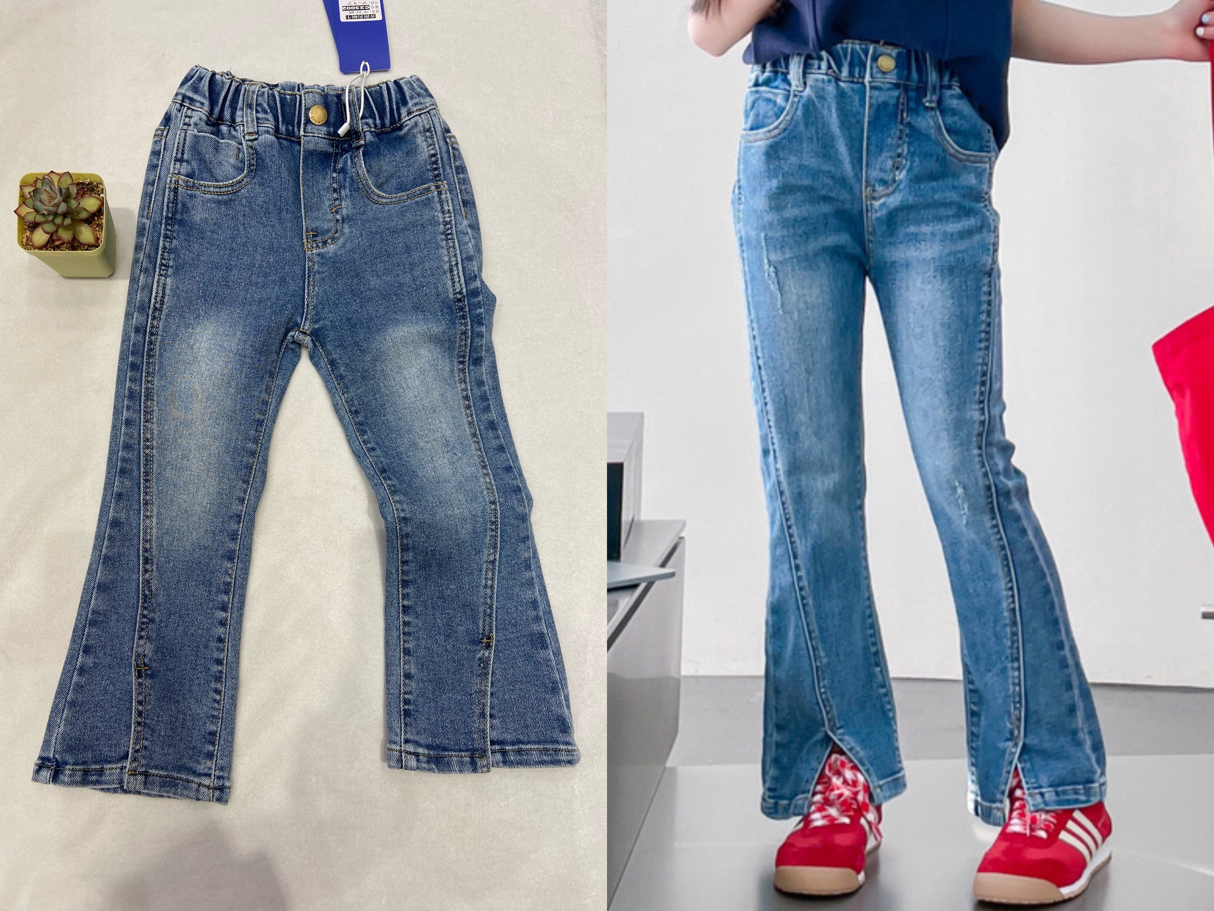 奔跑的蜗牛 新款 女童 牛仔蓝 微喇喇叭裤 C23002 288元