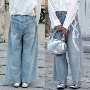 牛仔蓝 蕾丝牛仔长裤 直筒裤 春款 170 女童可亲子 110 349 新款