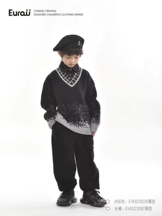 深秋冬 男童 黑色 假两件针织衫 110～170 379元