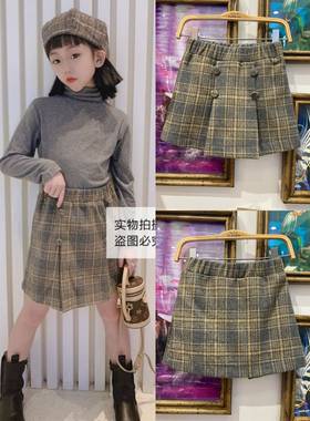 Half modern品牌 秋冬年装 女童可亲子 灰色格子A字裙 196元