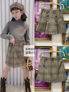 modern品牌 196元 秋冬年装 灰色格子A字裙 女童可亲子 Half