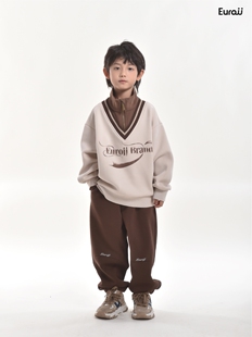 冬季新款 男童女童可亲子 卡其 一体绒假两件卫衣 110-170 379元