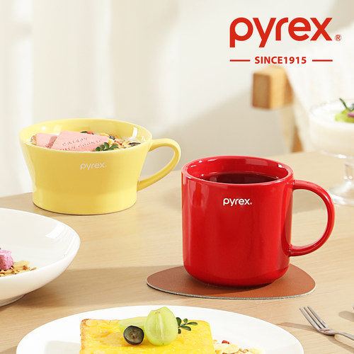 Pyrex康宁摩卡色杯子马克杯炻瓷家用热水咖啡杯轻奢办公室早餐杯
