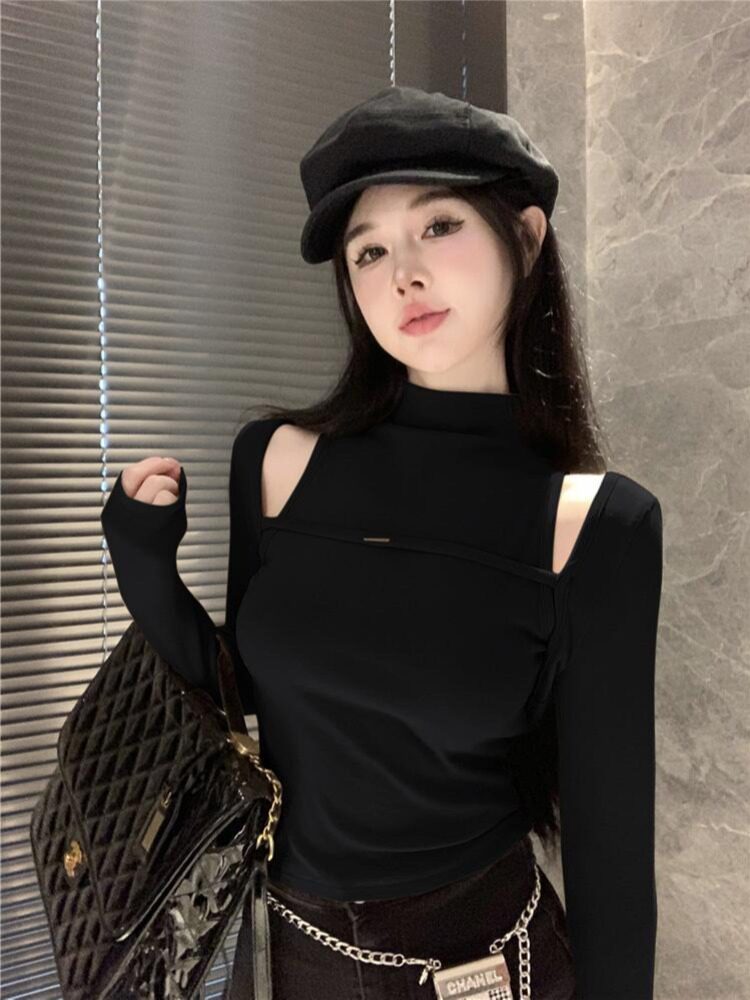 纯欲风百搭休闲时尚两件套装女T恤衫内搭小心机背心披肩上衣早秋