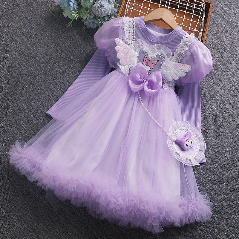 女童库洛米公主裙新款儿童卡通网纱连衣裙裙小女孩生日裙子秋季