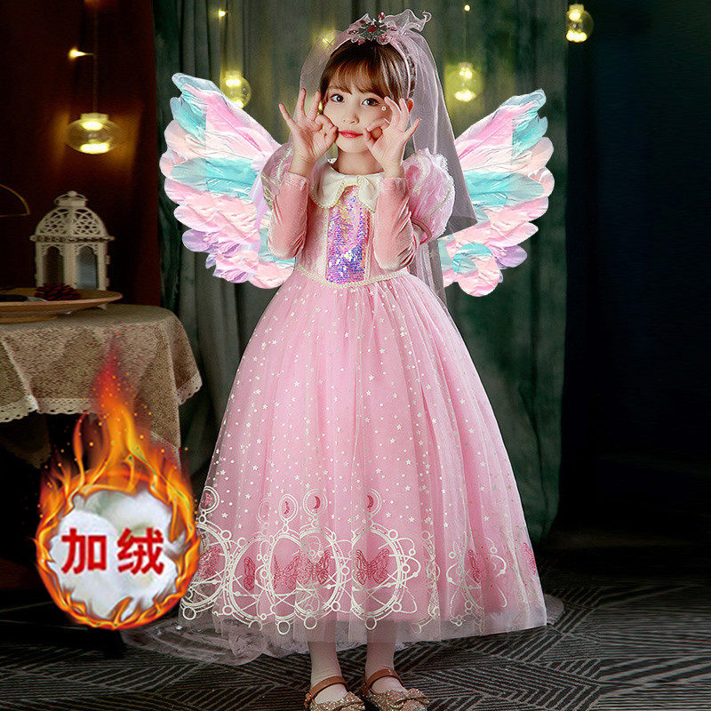 万圣节儿童服装粉色公主裙秋冬女童加绒连衣裙小女孩高端礼服裙子,童装/婴儿装/亲子装,连衣裙,淘宝优惠券,粉丝福利购,淘宝优惠卷