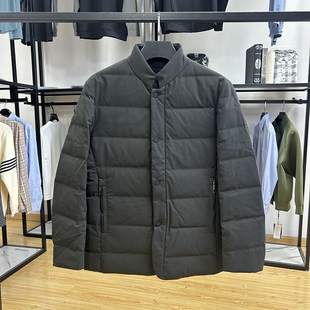 商务休闲通勤干练简约纯色立领保暖羽绒服秋冬季修身爸爸装外套男