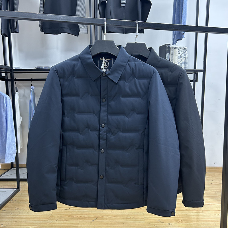 90绒轻薄款保暖简约商务休闲翻领单排扣羽绒服秋冬修身鸭绒服外套