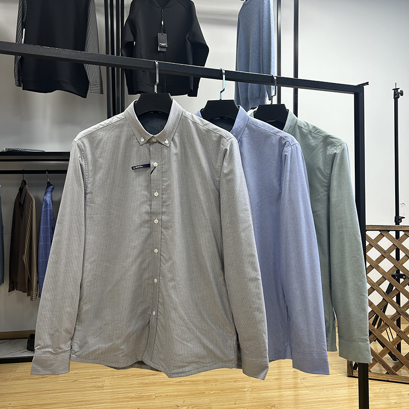 全棉料亲肤舒适条纹日系休闲保暖加绒长袖衬衫冬季修身加厚衬衣男