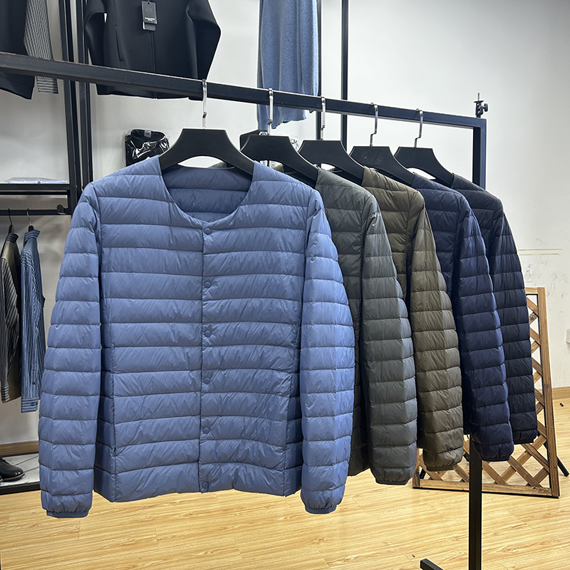 轻薄款单排扣纯色百搭情侣款圆领可收纳羽绒服秋冬90绒外套鸭绒服