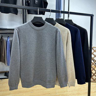 毛衣 秋冬套头打底衫 含绵羊毛 桑蚕丝加绒保暖简约纯色圆领针织衫