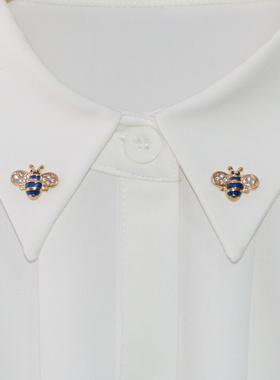 森系蓝色水钻蜜蜂领针衬衣领角装饰领针时尚胸针领扣领花西装胸花