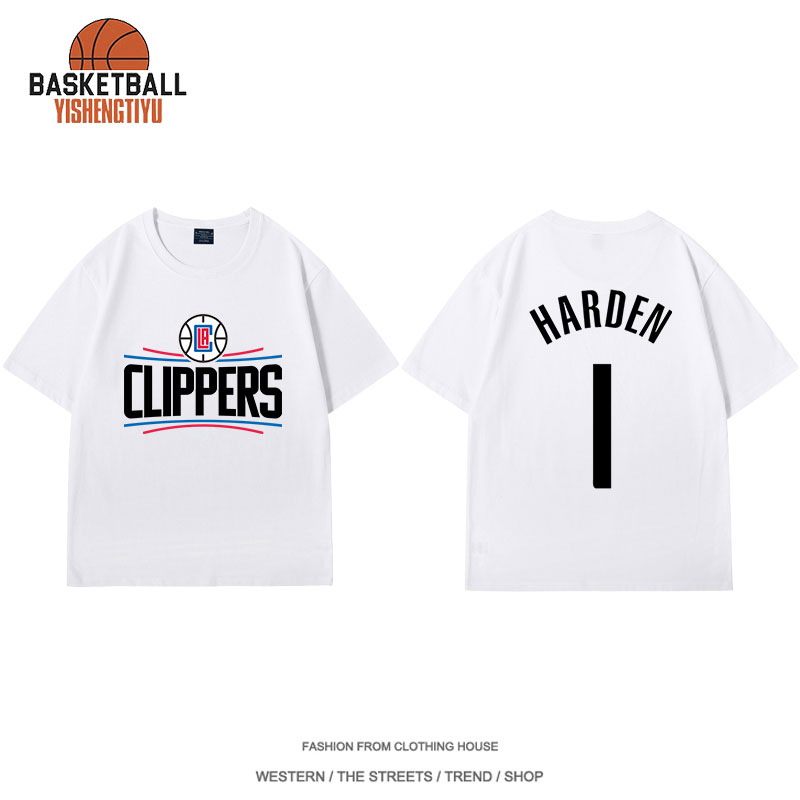 快船队哈登1号t恤衫男女