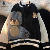 国内正确版 外套 毛衣小众针织衫 高街版 男女保罗盐系古着小熊开衫