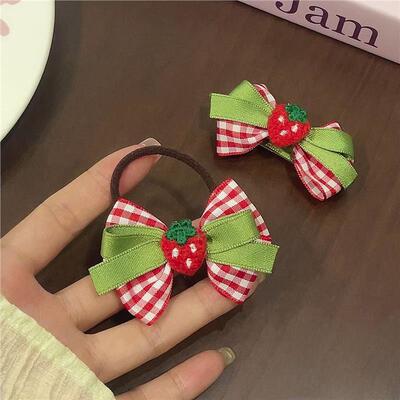 新款樱桃母亲节520蝴蝶结发夹