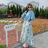 现货！上就能卖！2025夏新款蓝色上衣碎花裙9507-P135-K188，女装孕妇装，2C296
