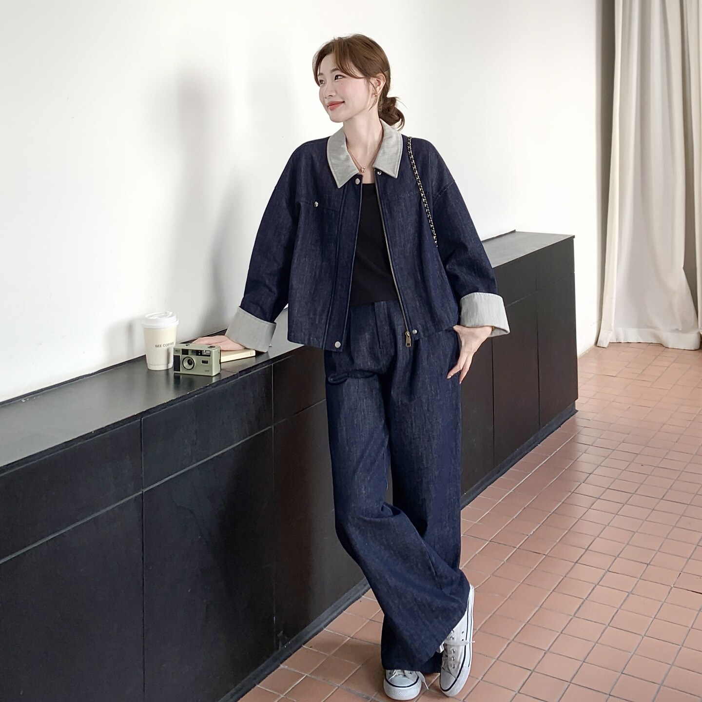 【新品】数据好！气质牛仔撞色两件套2C296-9528-P185-K248,女装套装/套裙,2C296