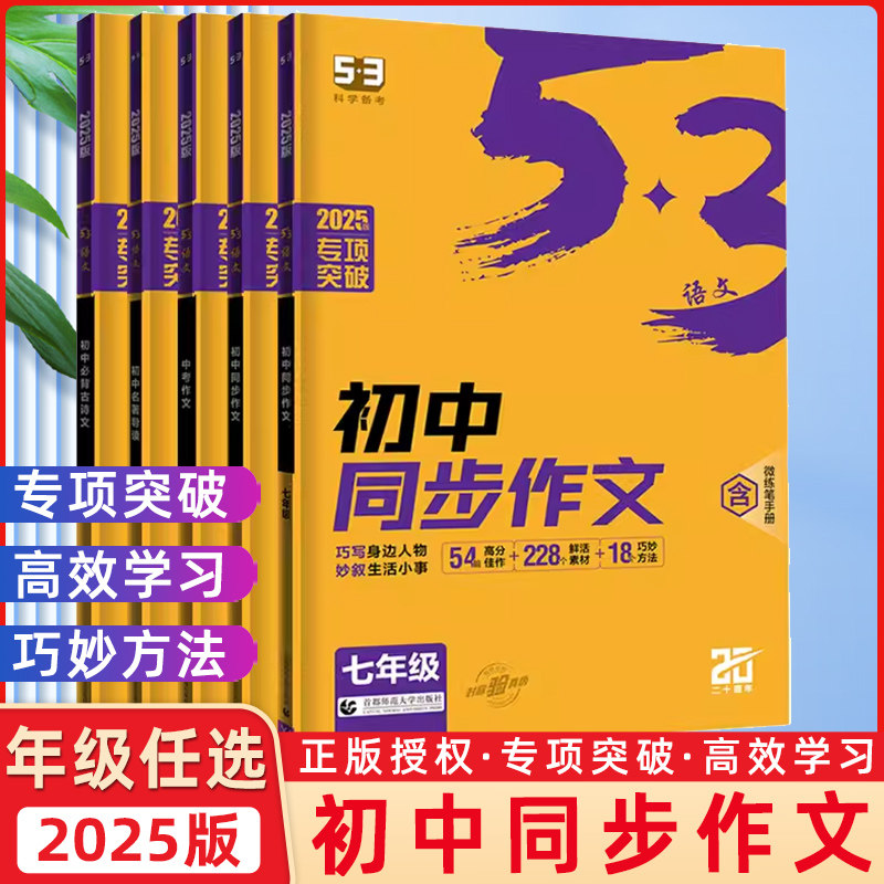 2025版53语文专项训练七八九年级现代文阅读+古诗文阅读 初中同步作文名著导读必背古诗文60篇五三阅读理解真题五年中考三年模拟