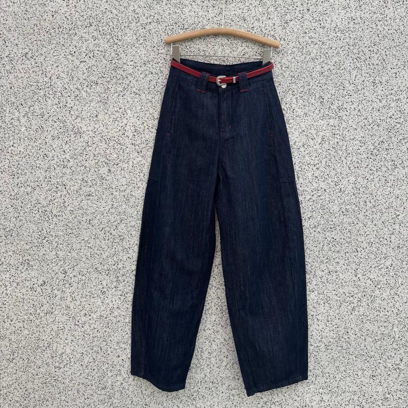 JEANS芭度玄风60720薄无弹普洗蓝牛仔裤女宽松显瘦拖地阔腿弯刀裤
