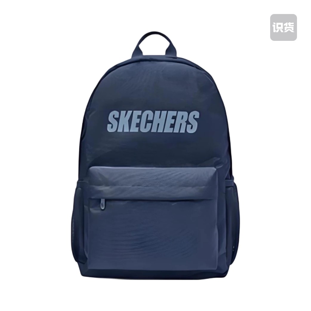 Skechers/斯凯奇 初中光泽Logo拉链开合织物防泼水背包双肩包