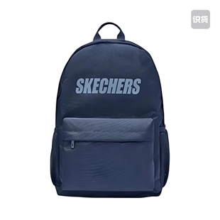 Skechers 初中光泽Logo拉链开合织物防泼水背包双肩包 斯凯奇