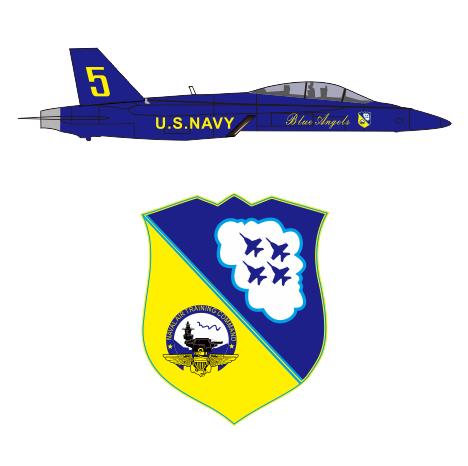 蓝天使特技飞行中队VFA-154飞机模型水贴 1/350 F/A-18大黄蜂六架