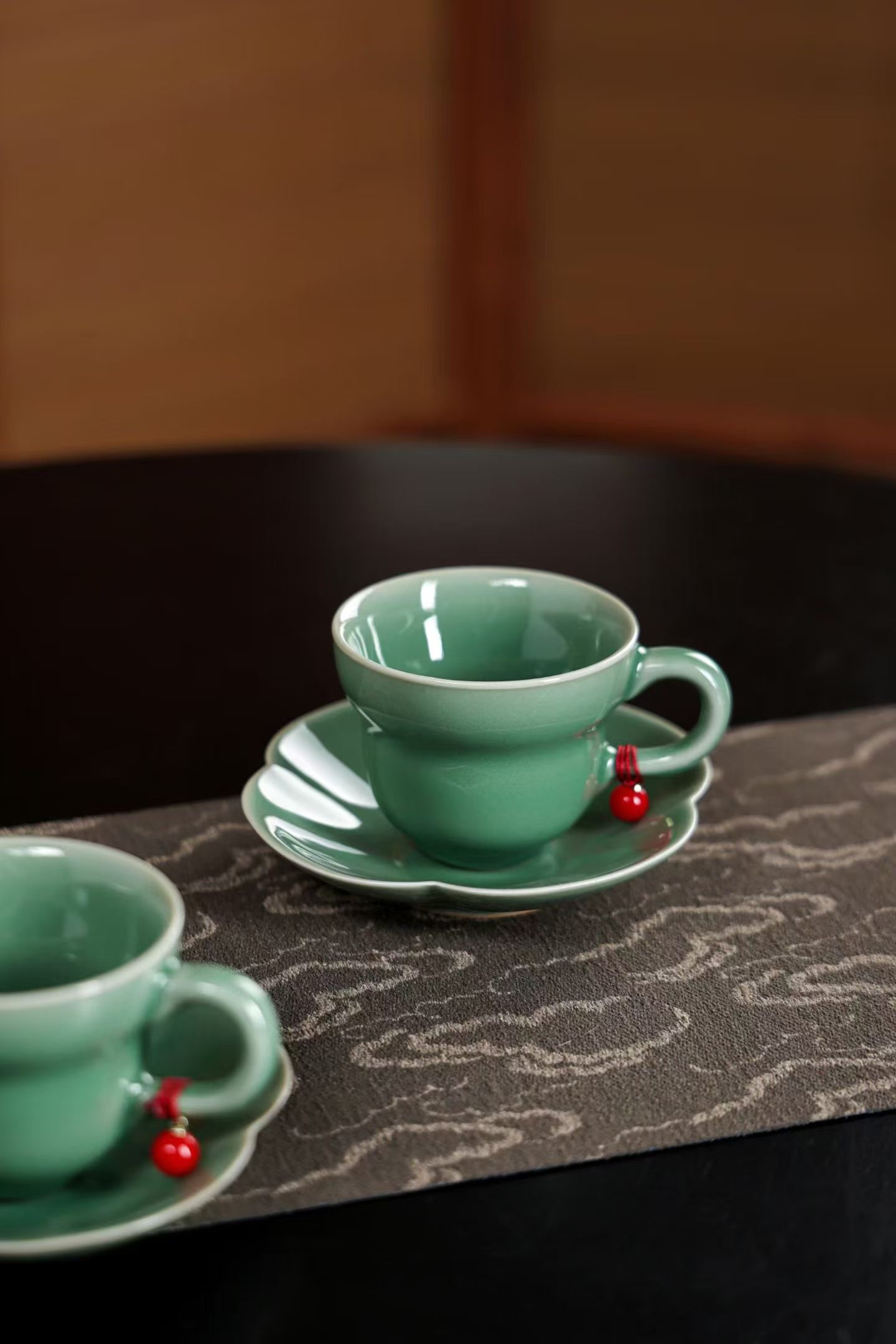 青瓷葫芦小茶杯陶瓷杯垫主人杯套组茶具男女品茗杯家用单杯咖啡杯图片