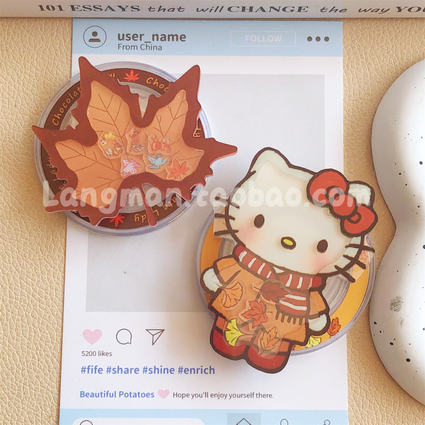 可爱枫叶kitty猫摇摇乐手机磁吸支架可伸缩磁吸式懒人桌面支撑架,3C数码配件,手机支架/手机座,淘宝优惠券,粉丝福利购,淘宝优惠卷