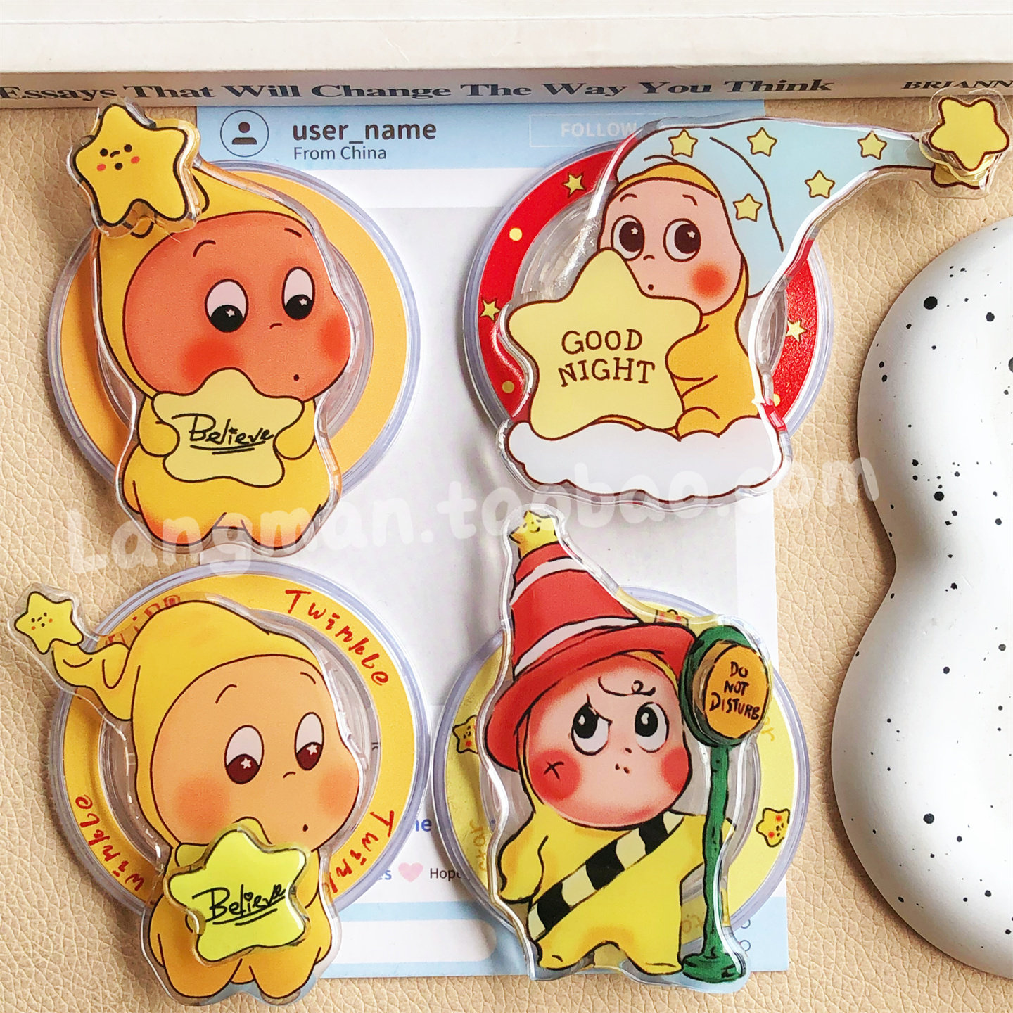 可爱生气路障星星人手机支架