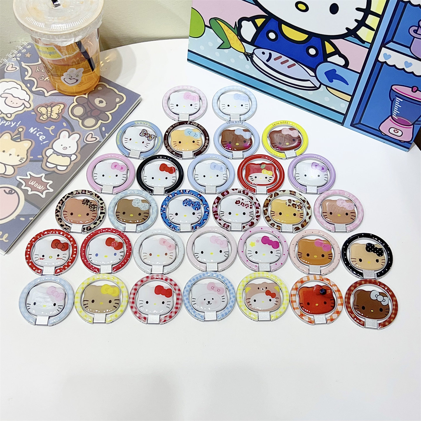 可爱凯蒂猫360度手机磁吸支架