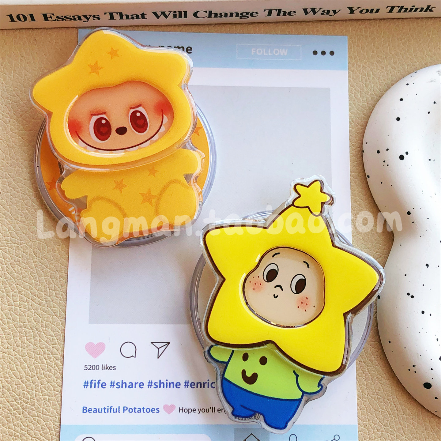 可爱五角星头套星星人手机磁吸气囊支架可伸缩懒人桌面指环扣背贴,3C数码配件,手机支架/手机座,淘宝优惠券,粉丝福利购,淘宝优惠卷