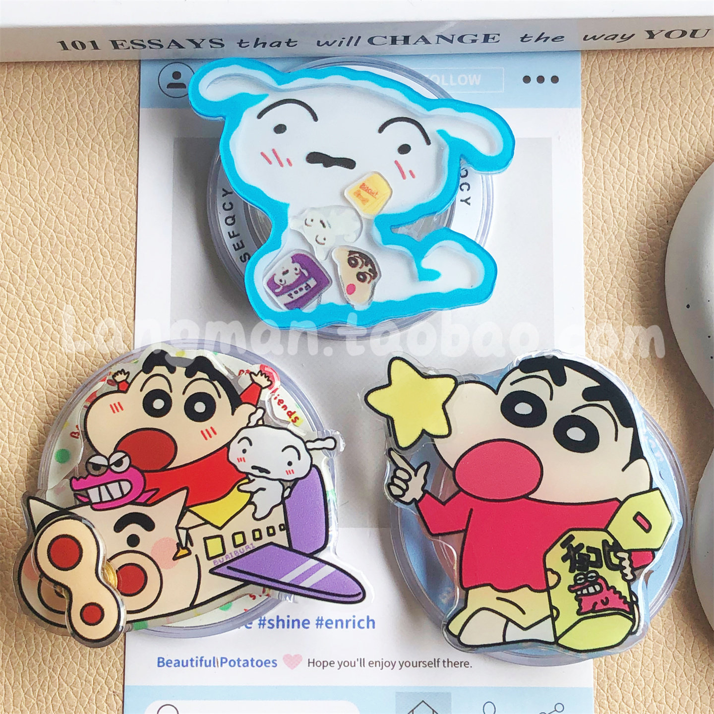 可爱卡通饼干小新转转手机支架