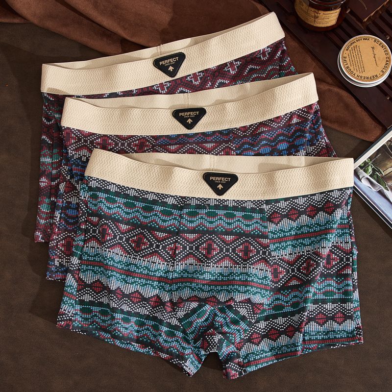 【三条装】【工厂】男士裤头平角裤常规中腰透气男平角内裤复古个